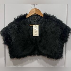 NWT Say What? Black Faux Fur Cropped Vest.